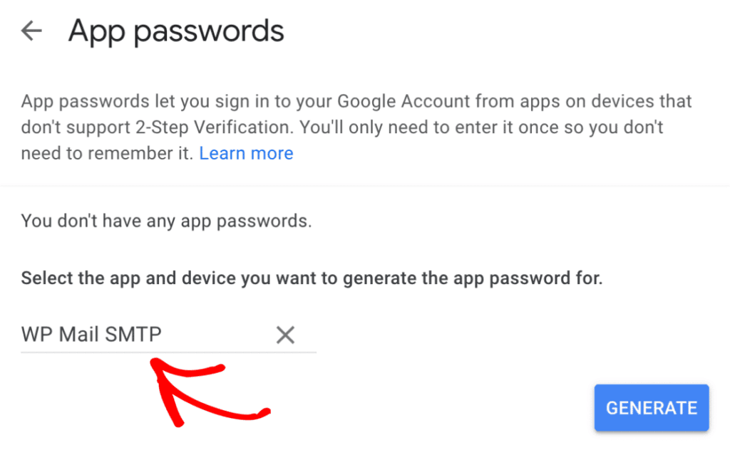 Gmail App Password name