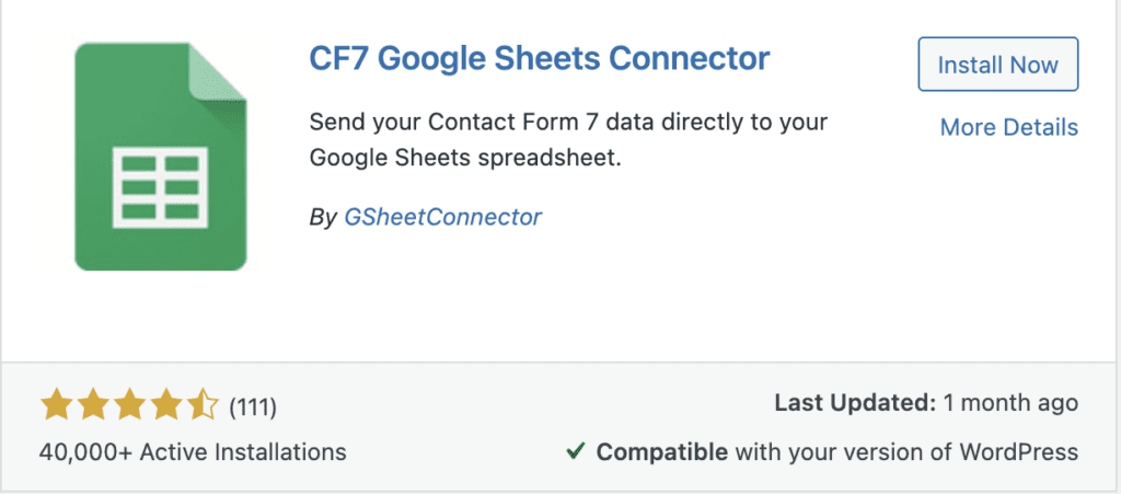 Contact Form 7 Sheet Connector Plugin