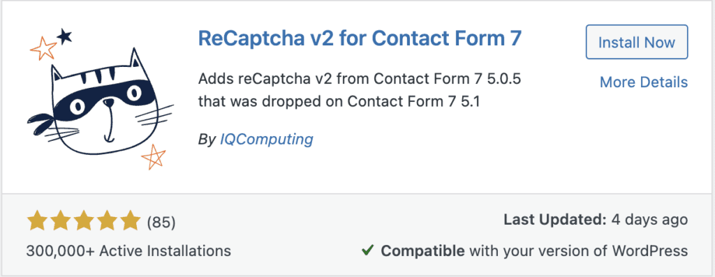 ReCaptcha V2 for Contact Form 7